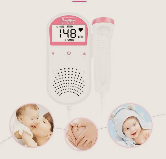 Monitor de frequência cardíaca fetal, gravidez em casa, bebê, som fetal, detector de frequência cardíaca