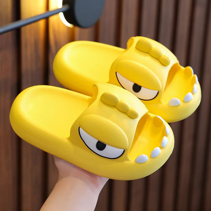 Comwarm Dinosaur Slippers Kids 3-15 Year Boys Girls Home Shoes Summer Cartoon Bathroom Antislip Slides Teenager House Slipper