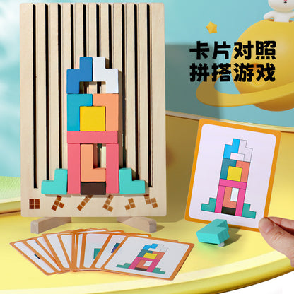 3D Stereo Tetris Building Blocks Kidsren's Educational Early Education Puzzle Matching Card Jenga Educational Toys