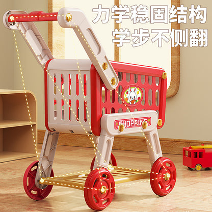 Cross-Border Children's Pretend Play Simulation Shopping Cart Toy Baby Small Trolley Fruit Supermarket Cut and Play for Boys and Girls