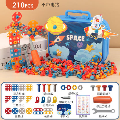 Electric screwing screw tool box children's toy puzzle detachable disassembly assembly screwdriver electric drill set