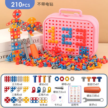 Electric screwing screw tool box children's toy puzzle detachable disassembly assembly screwdriver electric drill set