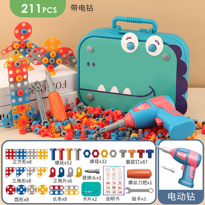 Electric screwing screw tool box children's toy puzzle detachable disassembly assembly screwdriver electric drill set