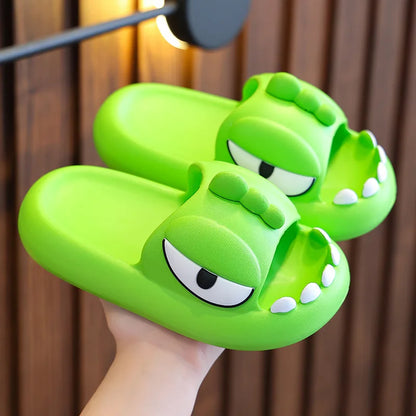 Comwarm Dinosaur Slippers Kids 3-15 Year Boys Girls Home Shoes Summer Cartoon Bathroom Antislip Slides Teenager House Slipper