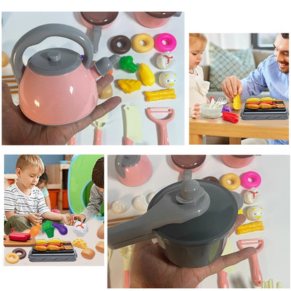 Kids Kitchen Toys Set 92/69/59 PCS Play Kitchen Accessories Kit with Play Pots Pretend Food Cooking Toy Toddler Girls Boy Gift