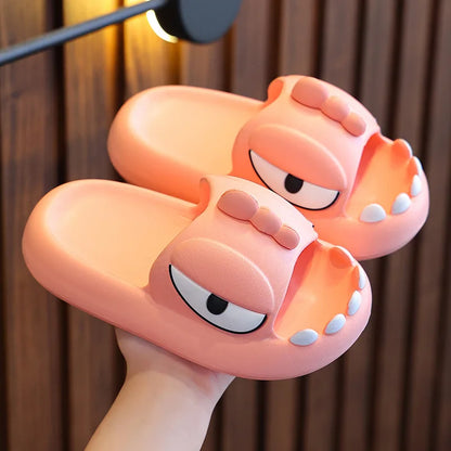 Comwarm Dinosaur Slippers Kids 3-15 Year Boys Girls Home Shoes Summer Cartoon Bathroom Antislip Slides Teenager House Slipper