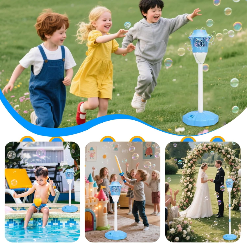 2026 Viral Bubble Machine for Kids – Giant Automatic Bubble Blaster with Lights & Music